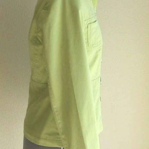 CHICO'S BRIGHT GREEN SHORT COTTON PEACOAT STYLE JACKET,LINED- Chico's SIZE 0 -XS - Picture 5 of 7